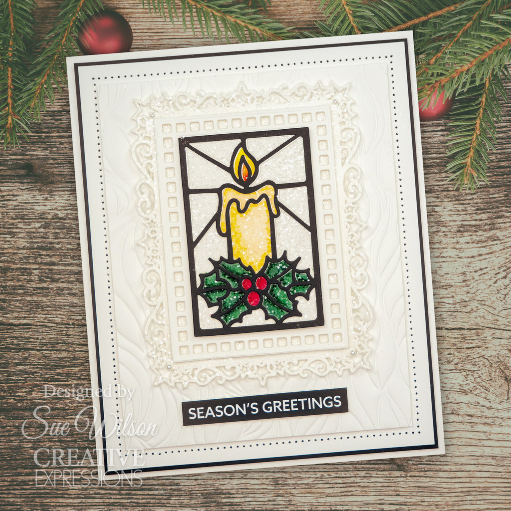 Creative Expressions Stained Glass Candle Festive Collection Dies ced3264 greetings card