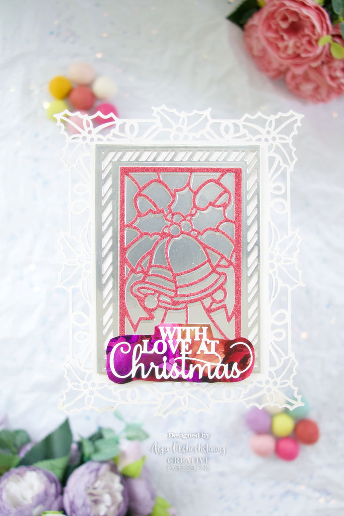 Creative Expressions Stained Glass Bells Festive Collection Dies ced3265 with love card
