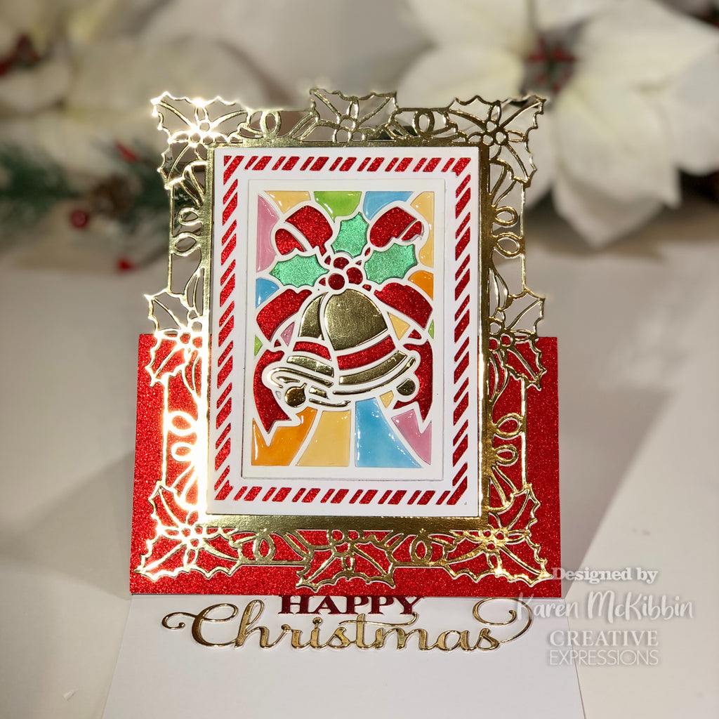 Creative Expressions Stained Glass Bells Festive Collection Dies ced3265 christmas card