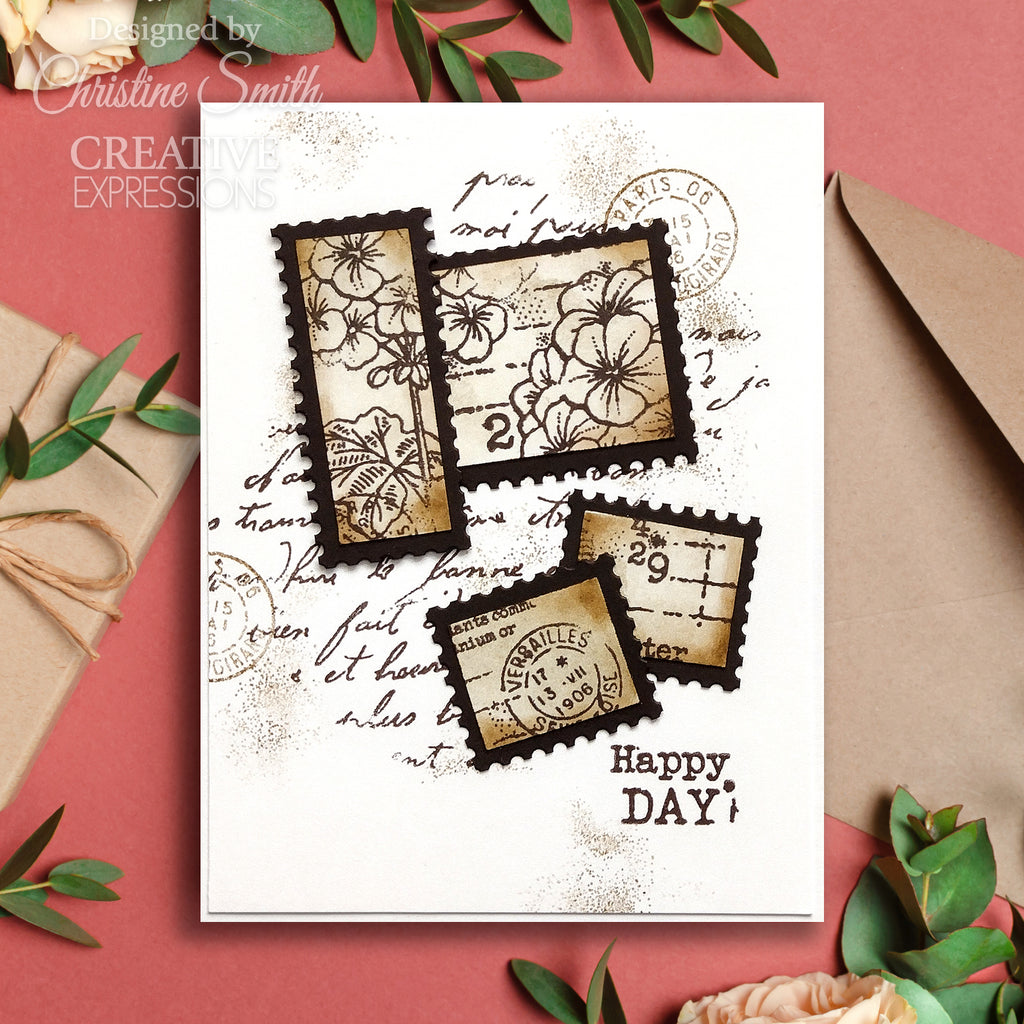 Woodware Craft Collection Postage Frame Dies cedfr005 happy day