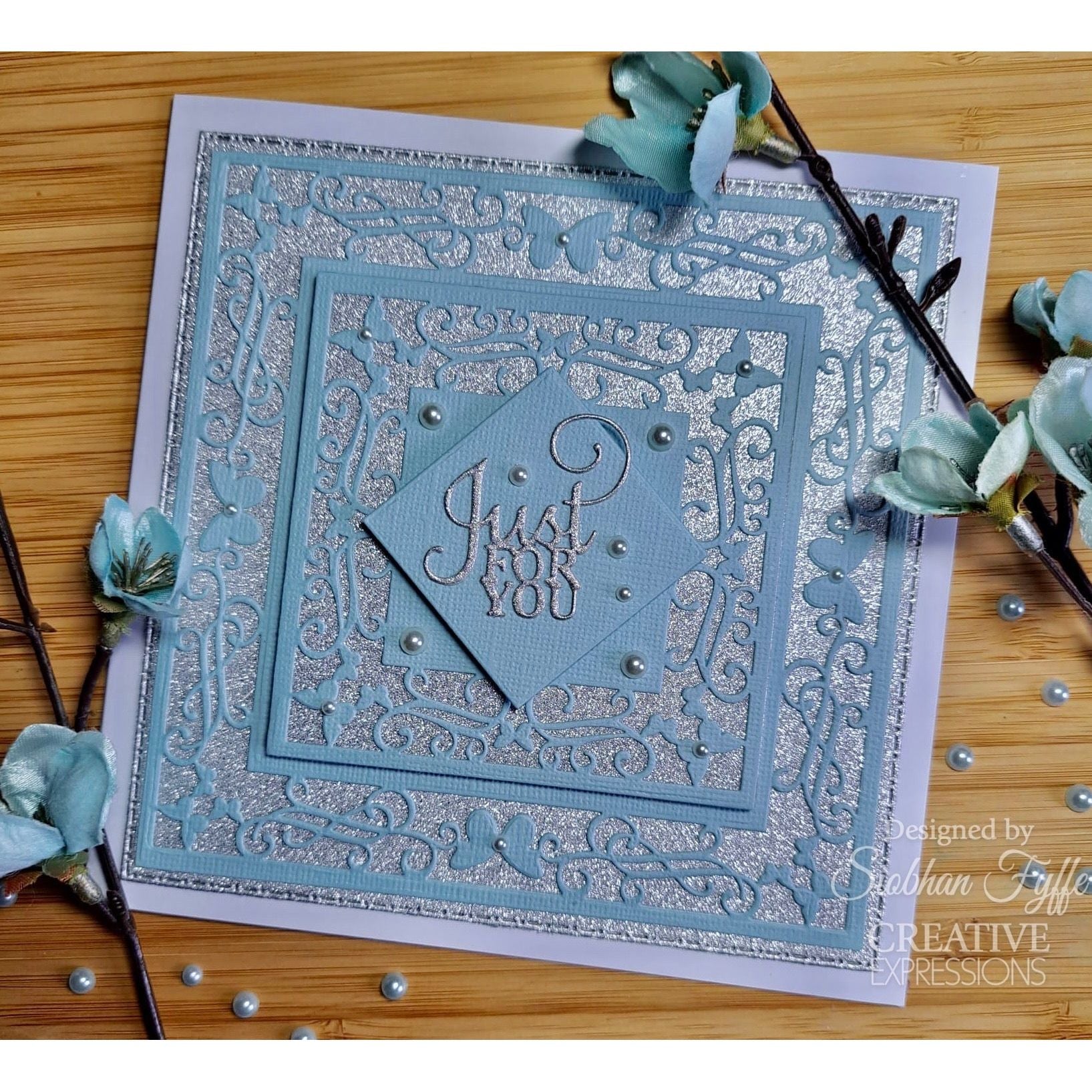 Creative Expressions Butterfly Square Frame Dies cedjr078 just for you card