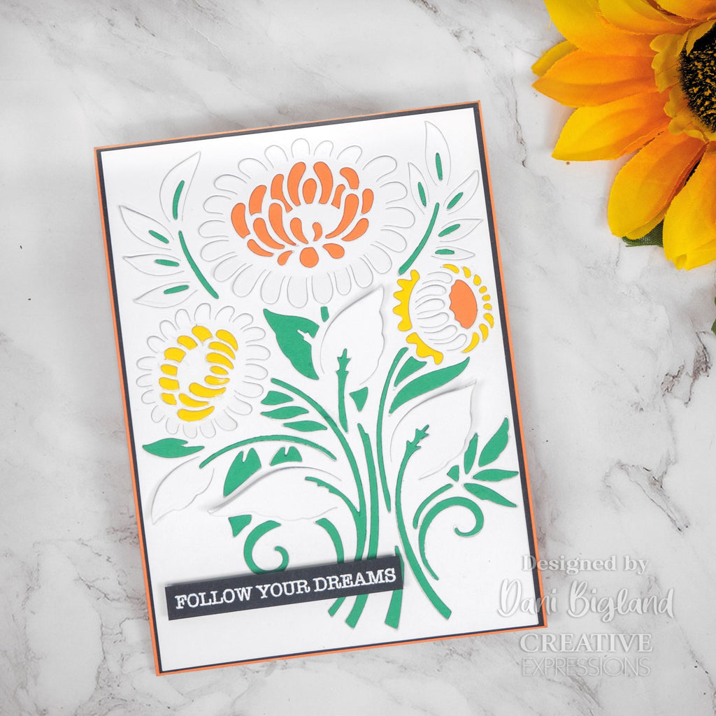 Creative Expressions Zinnia Zing Paper Cuts Cut & Lift Die cedpc1228 follow your dreams card