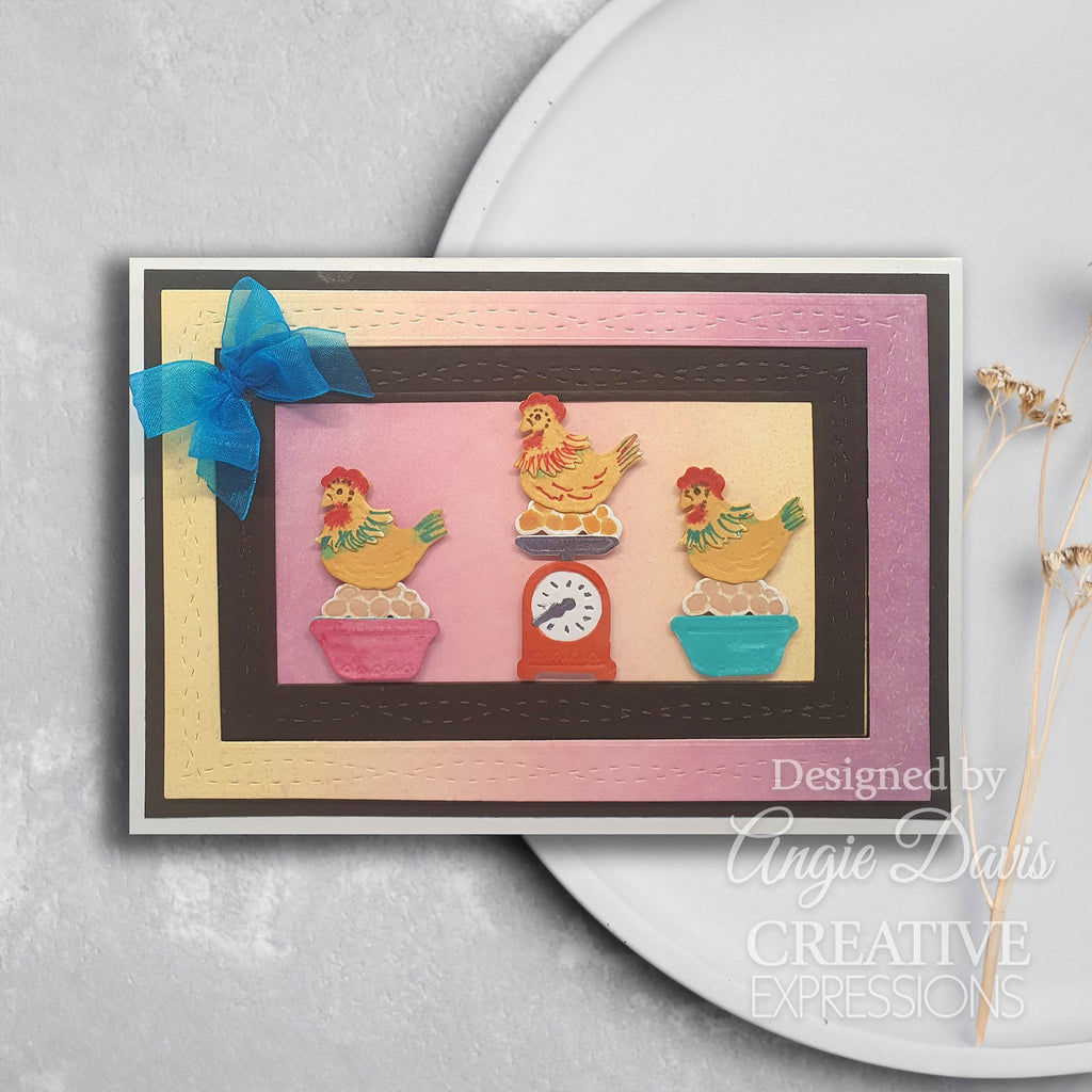 Creative Expressions Shabby Basics Stitched Weave Dies cedsp028 chickens