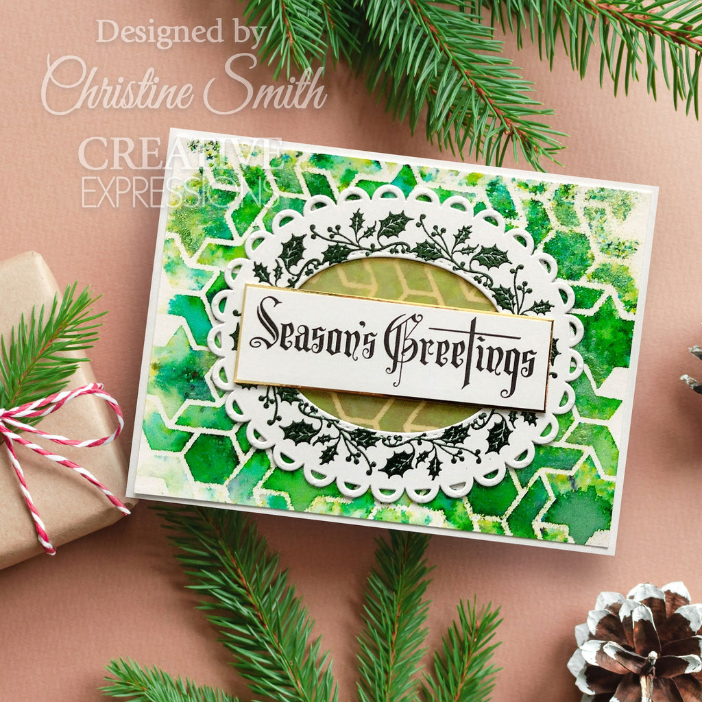 Creative Expressions Stained Glass 6x6 Stencil cest165 season's greetings