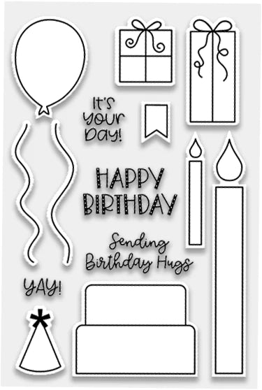 Impression Obsession Birthday Hugs Clear Stamp, Die, and Stencil Set cds002
