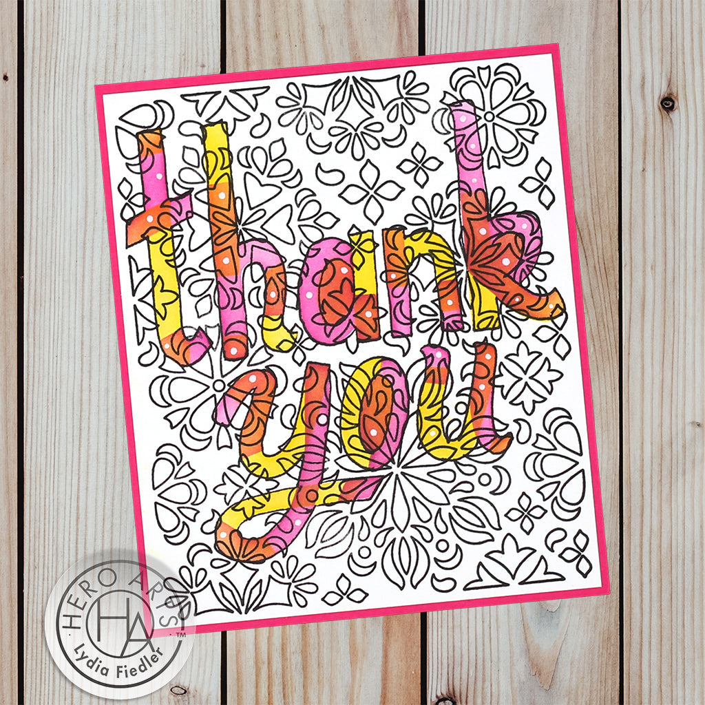 Hero Arts Clear Stamps Mandala Flower Pattern cm741 thank you