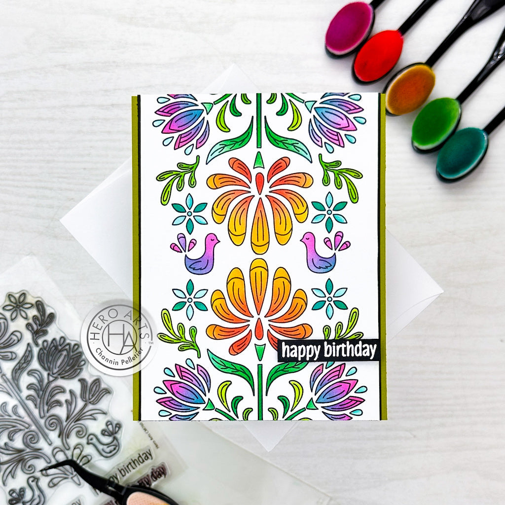 Hero Arts Clear Stamps Folk Art cm760 happy birthday