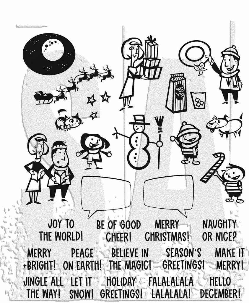 Tim Holtz Cling Rubber Stamps Christmas Cartoons cms473