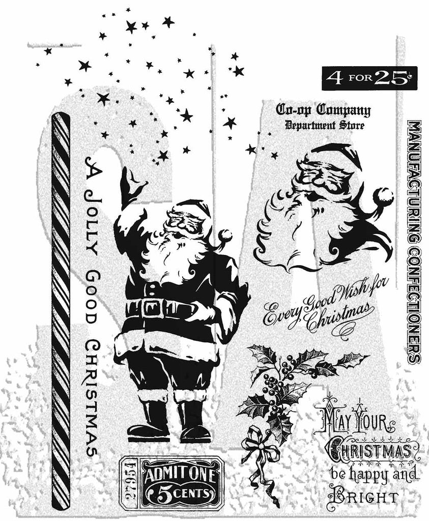 Tim Holtz Cling Rubber Stamps Jolly Holiday cms474
