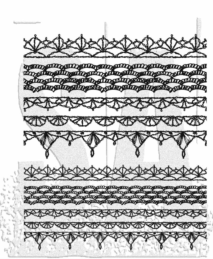 Tim Holtz Cling Rubber Stamps Crochet Trims cms480