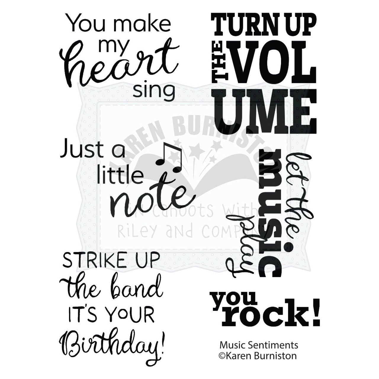 Karen Burniston Music Sentiments Clear Stamps cs002 product image