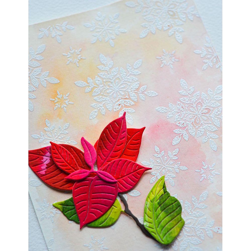 Memory Box Aurora Snowflake Frame Cling Stamp cs2083 poinsettia
