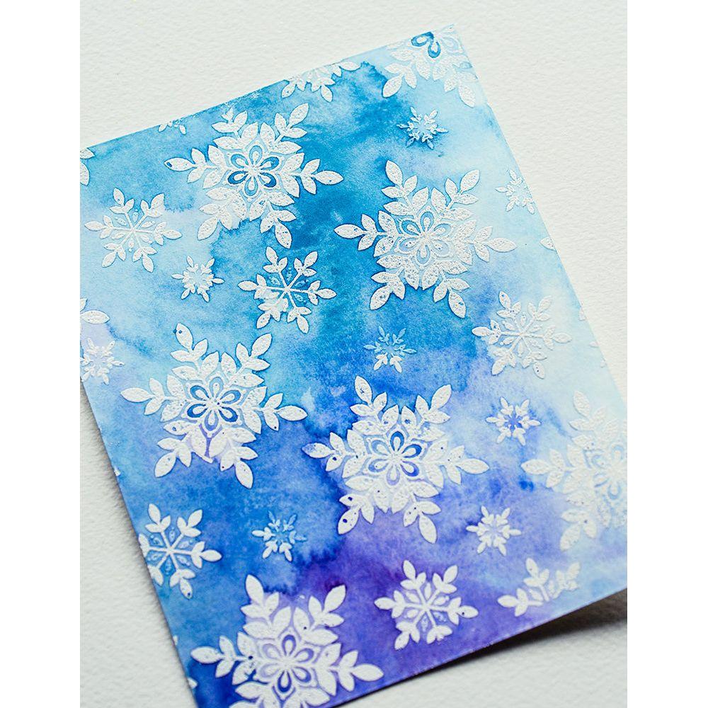 Memory Box Aurora Snowflake Frame Cling Stamp cs2083 blue