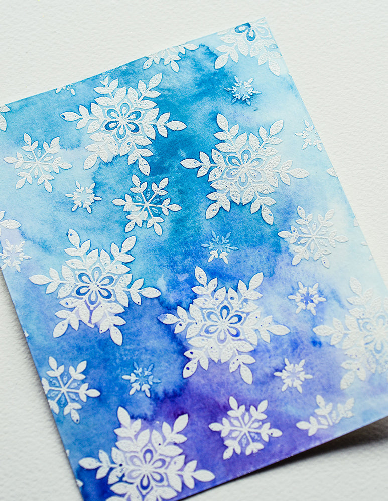 Memory Box Aurora Snowflake Frame Cling Stamp cs2083 blue