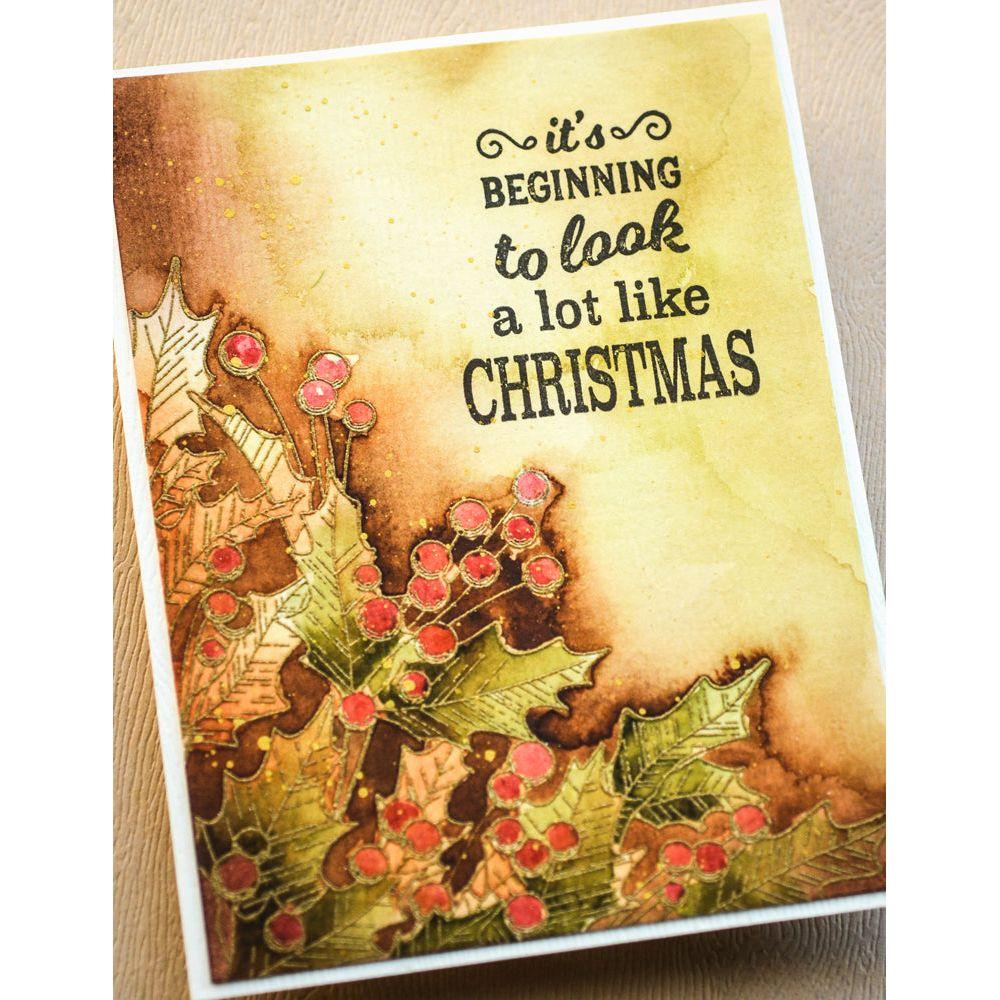 Memory Box Leaves and Berries Cling Stamps cs2084 christmas