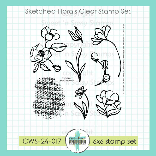 Sweet 'N Sassy Sketched Florals Clear Stamps cws-24-017