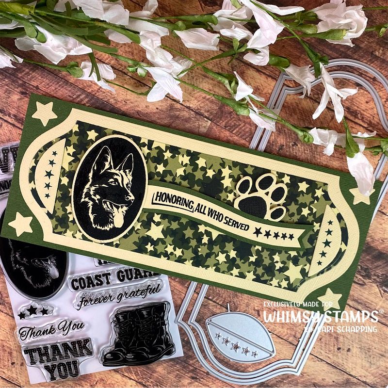Whimsy Stamps Military Honoring All Clear Stamps CWSD447 Dog