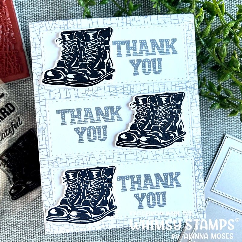 Whimsy Stamps Military Honoring All Clear Stamps CWSD447 Thank You