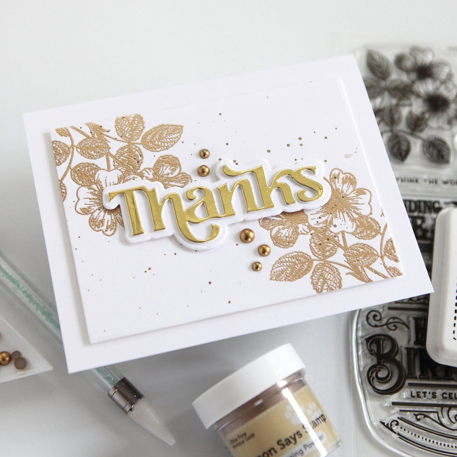 Simon Says Clear Stamps Etched Greetings sss202519c Thanks Card | color-code:ALT04