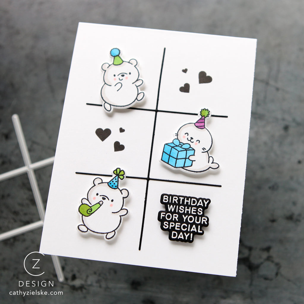 CZ Design Stamps and Dies A2 Grid Basics Bundle set1065ag Birthday Card | color-code:ALT05