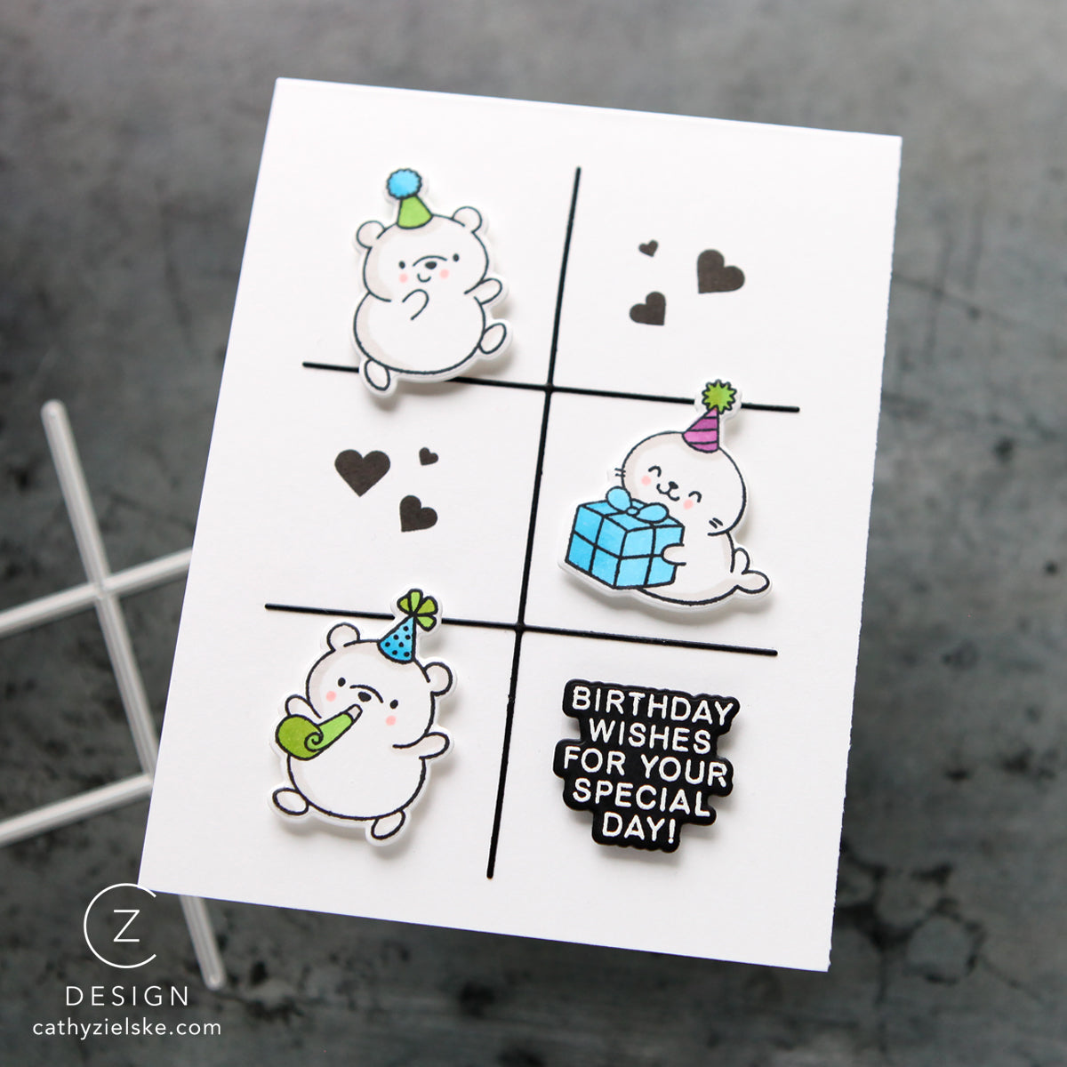 CZ Design Stamps and Dies A2 Grid Basics Bundle set1065ag Birthday Card | color-code:ALT05