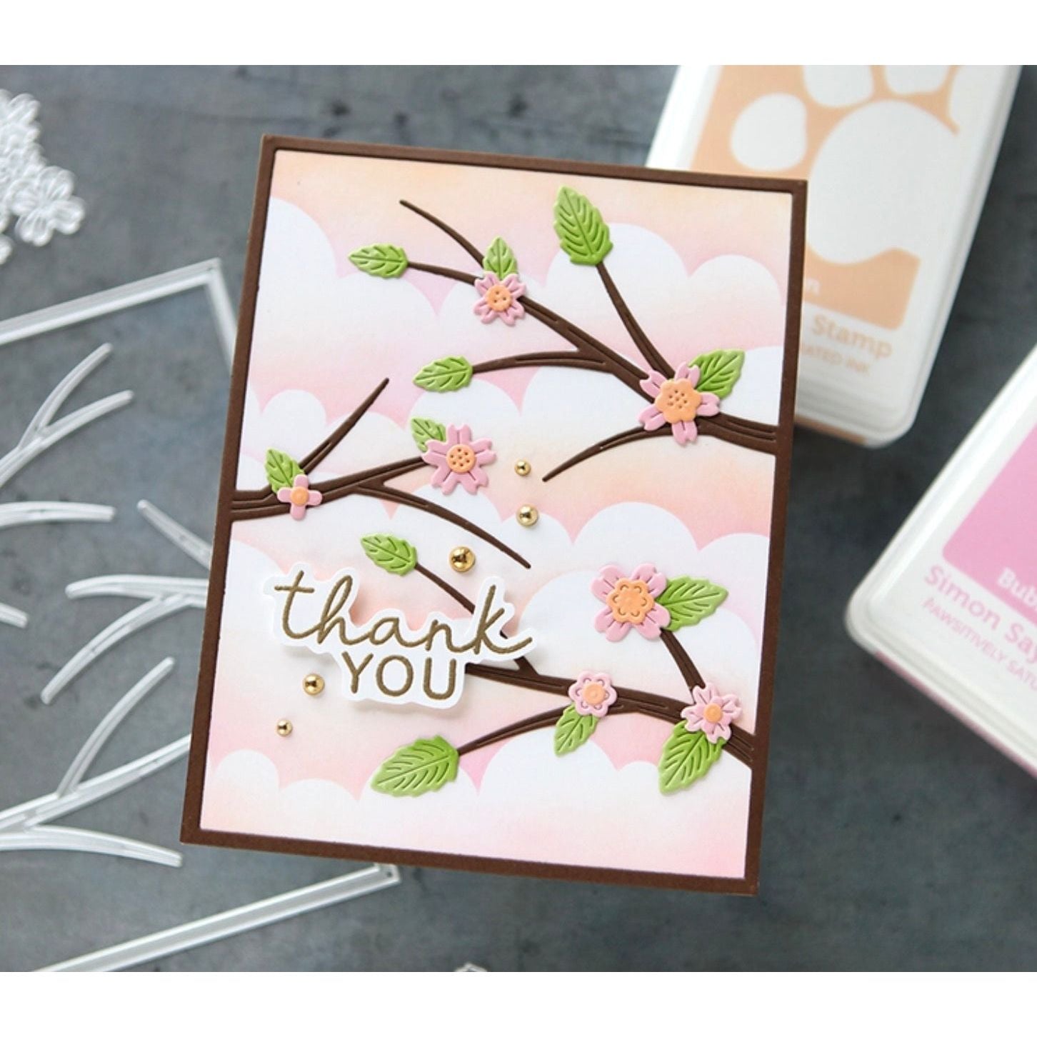 CZ Design Clear Stamps Thank You Basics cz393c Rain or Shine Thank You Card | color-code:ALT04