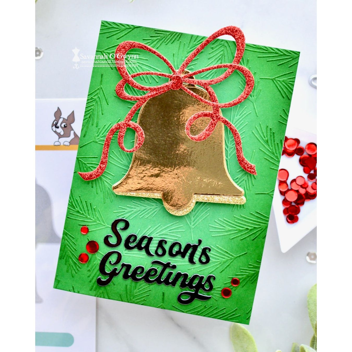 CZ Design Bells Wafer Dies czd319 Sending Cheer Savannah O'Gwynn Season's Greetings Card