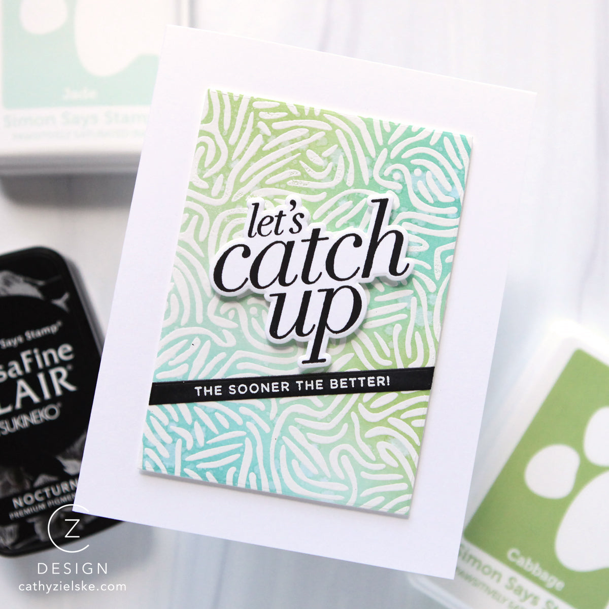 CZ Design Clear Stamps Classic Friendship cz294c Always There Let's Catch Up Card Cathy Zielske