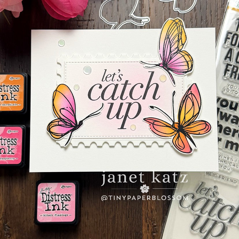 CZ Design Clear Stamps Classic Friendship cz294c Always There Let's Catch Up Card Janet Katz
