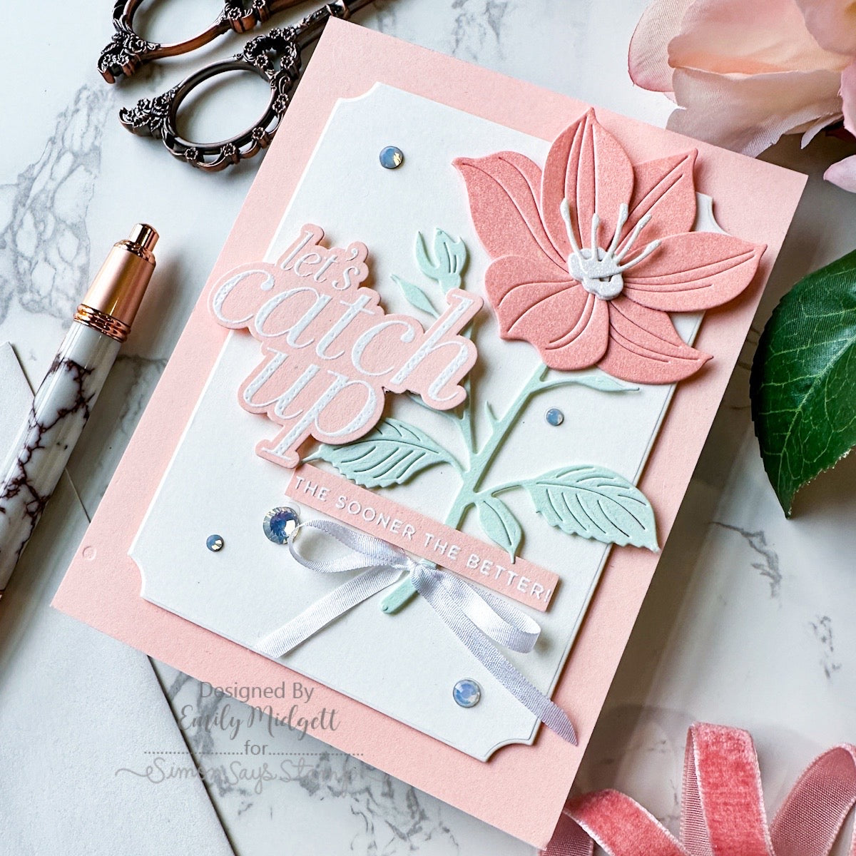 CZ Design Clear Stamps Classic Friendship cz294c Always There Peach Let's Catch Up Card Emily Midgett | color-code:ALT01