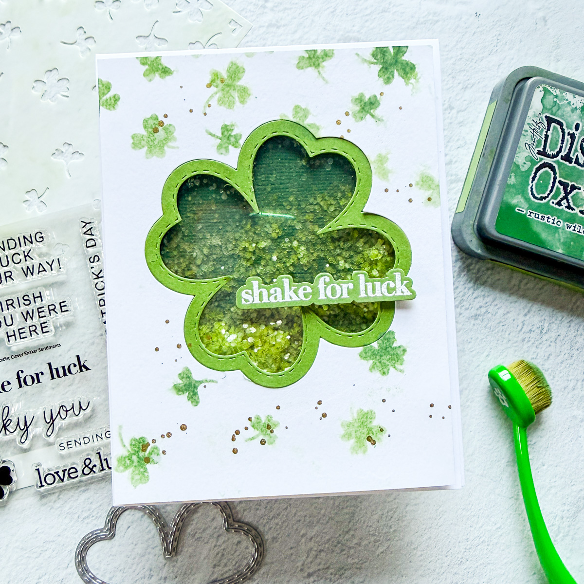 CZ Design Clear Stamps Clover Shaker Sentiments cz69c St. Patrick's Day Card | color-code:ALT01