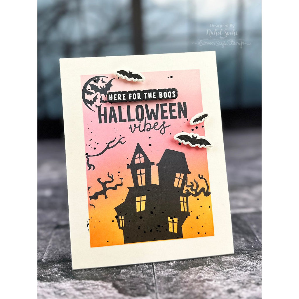 CZ Design Clear Stamps Oh My Goth cz297c Nichol Spohr Haunted House Halloween Card