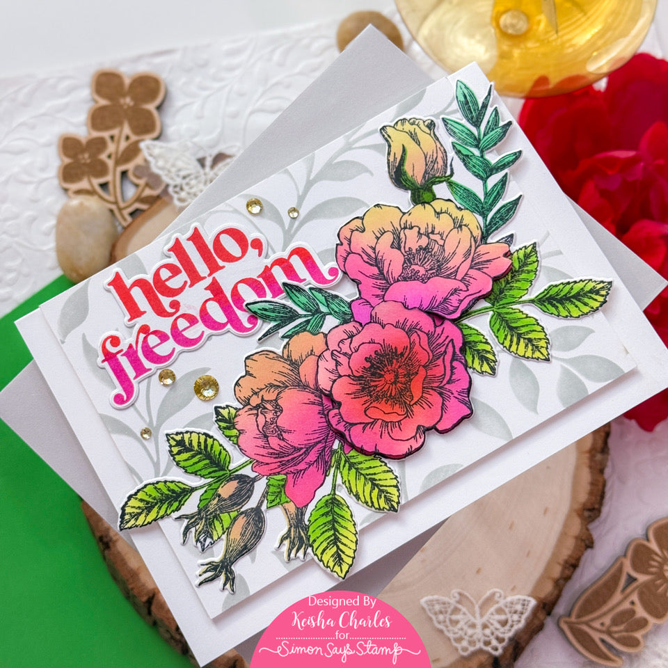 CZ Design Clear Stamps The Divorce Upside cz3105c Shine On Floral Freedom Card Keisha Charles