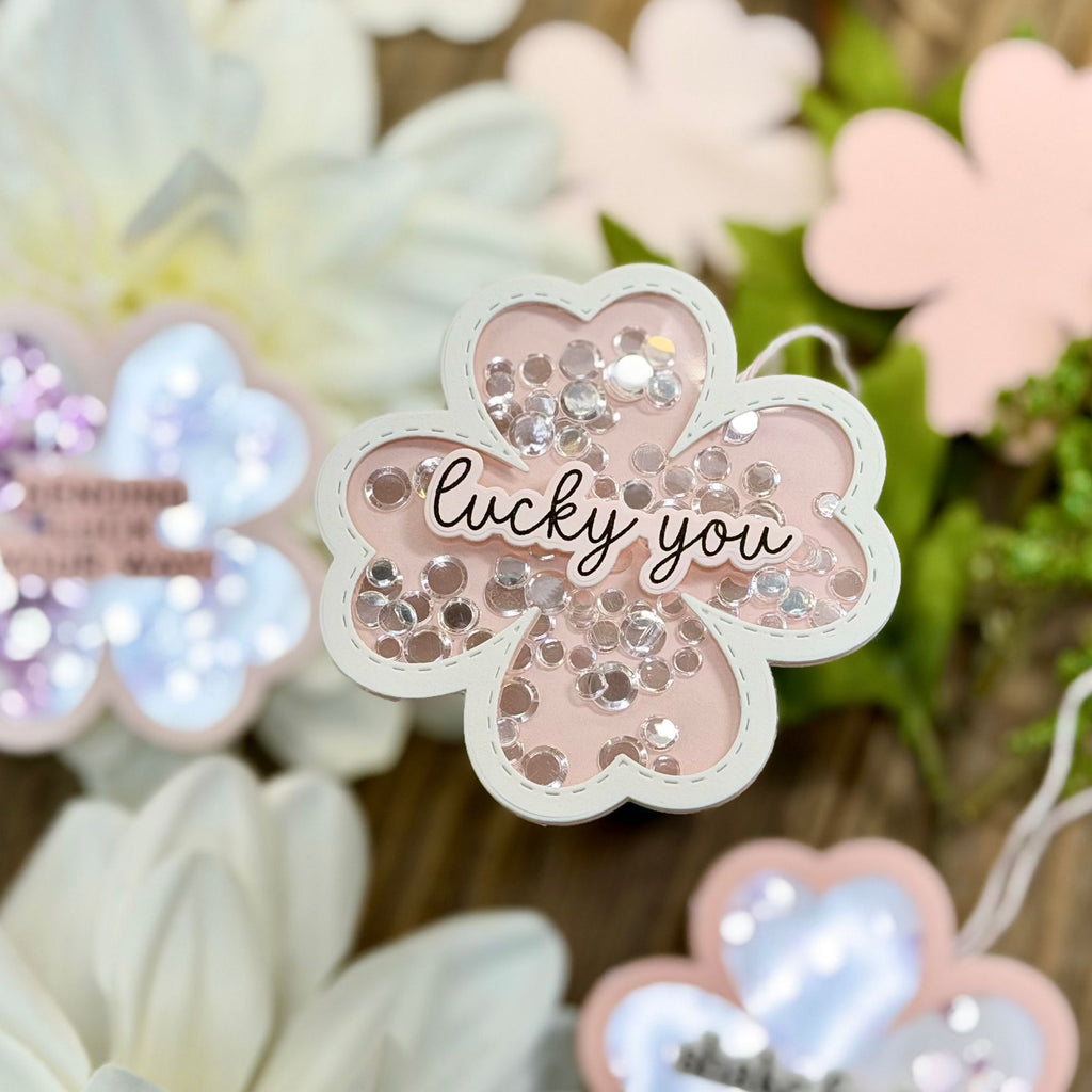 CZ Design Clover Shaker Sentiments Wafer Dies czd294c Lucky You Tag