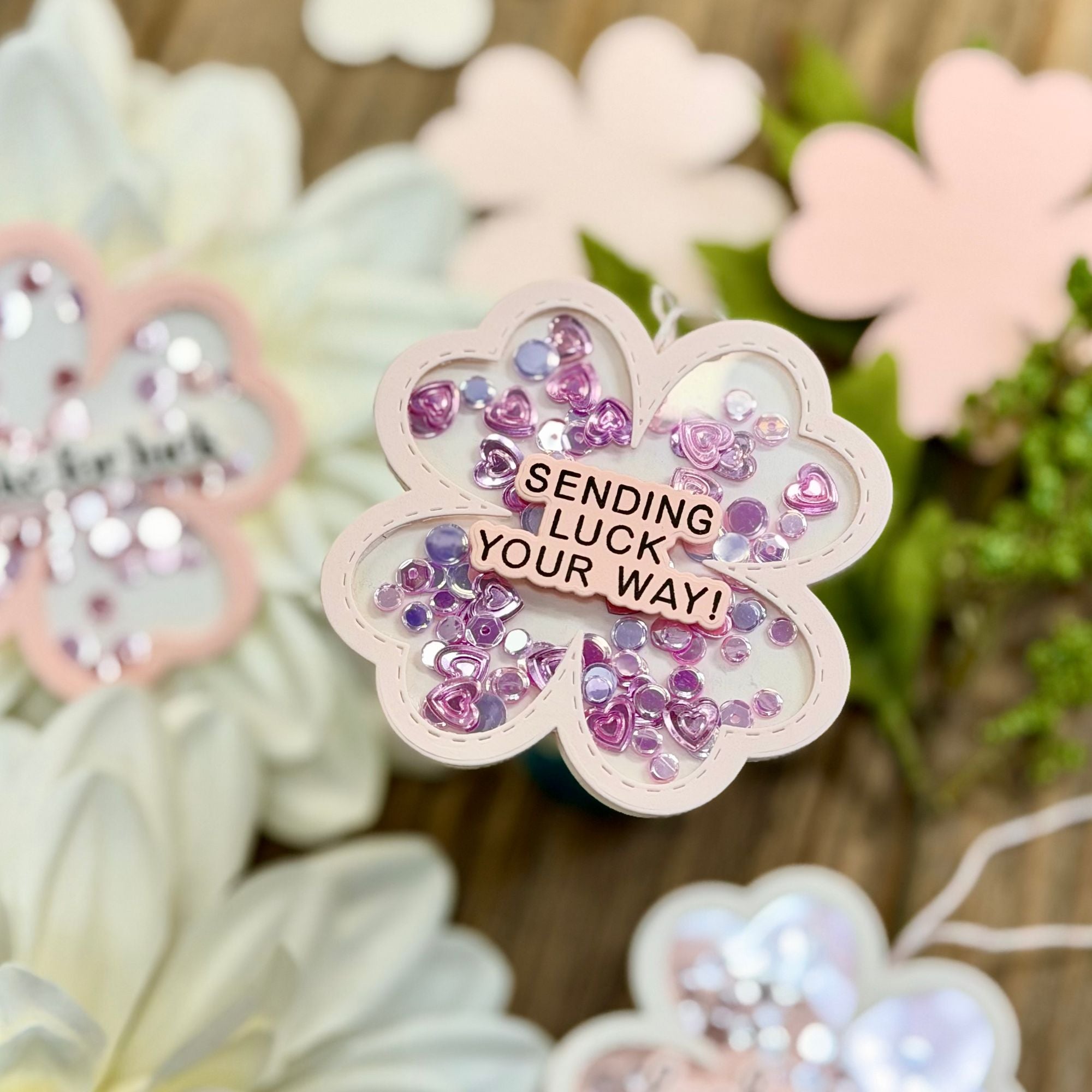 CZ Design Clover Shaker Wafer Dies czd293c Sending Luck Tag