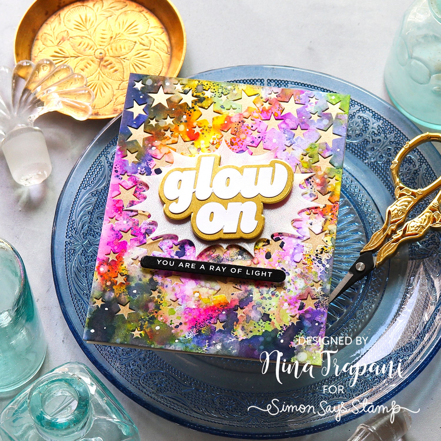 CZ Design EZ Strips and Die Glow On Bundle set1272go Shine On You Are a Ray of Light Card Nina-Marie Trapani