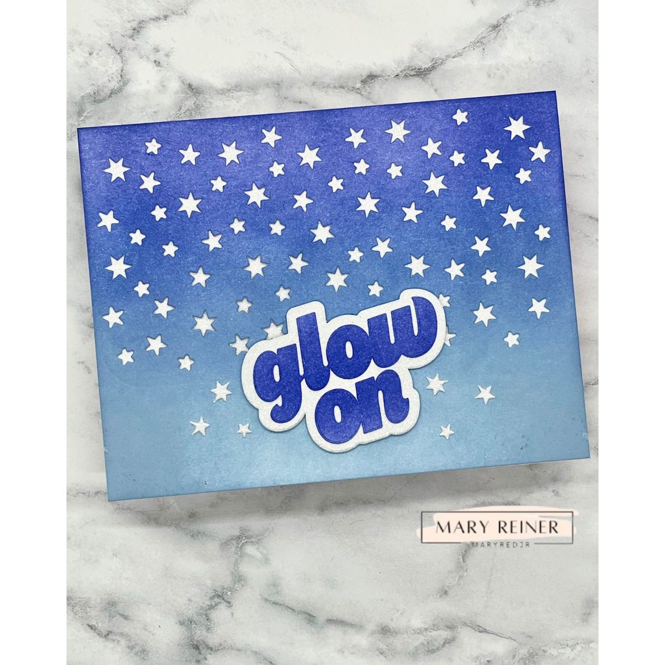 CZ Design Glow On Wafer Dies czd310c Shine On Glowing Blue Night Sky Friend Card Mary Rainer