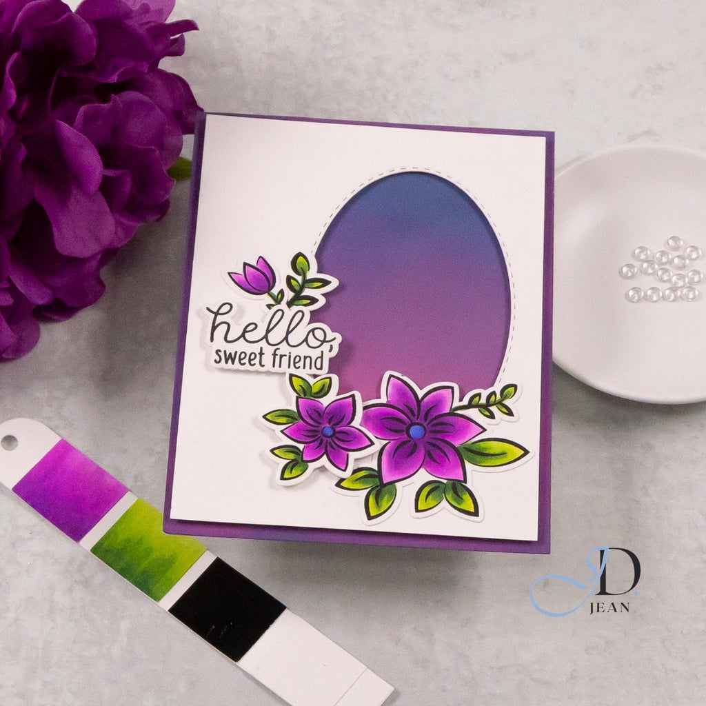 CZ Design I Want it All Stamptember 2026 Release set1362wa Friend Card Purple Flowers