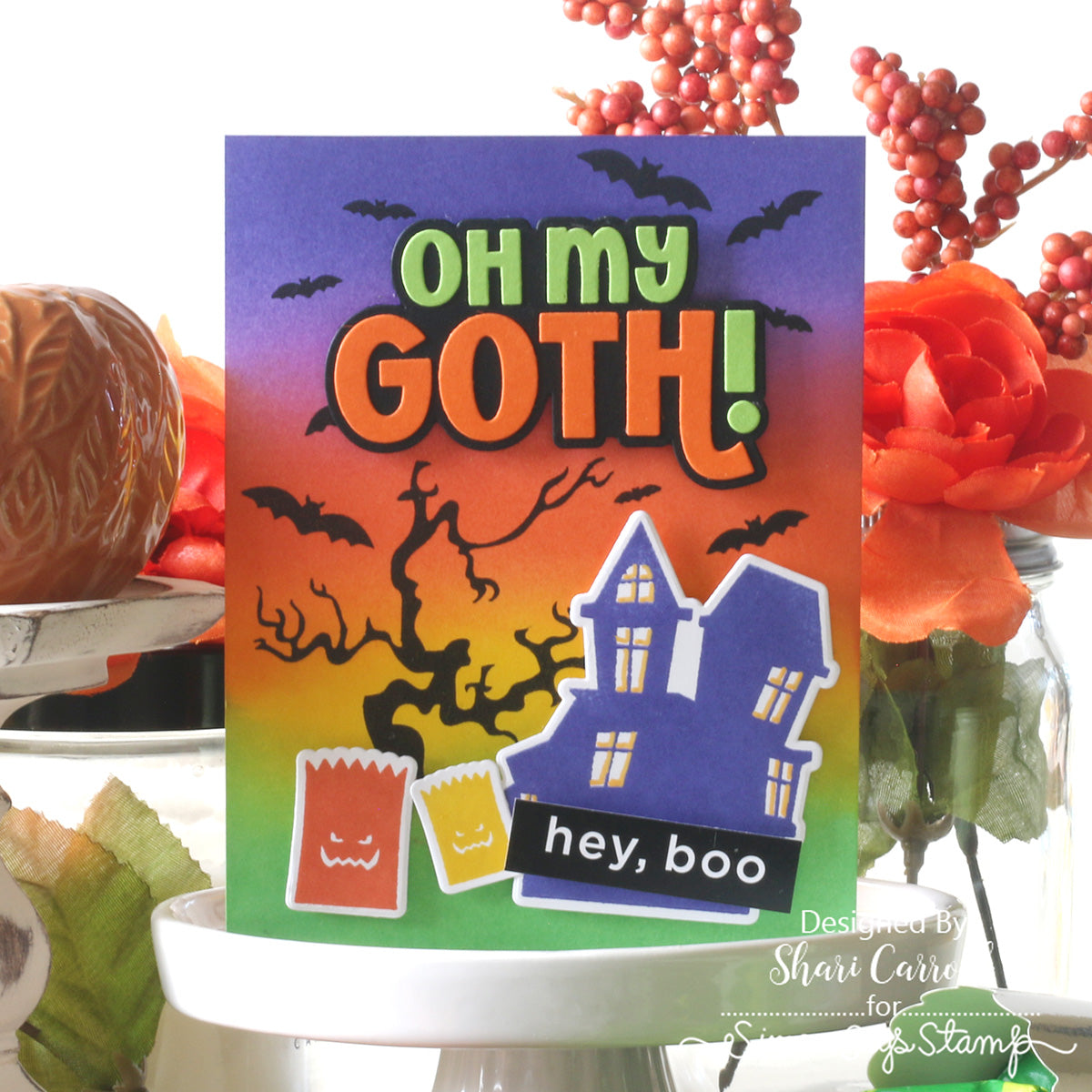 CZ Design I Want it All Stamptember 2026 Release set1362wa Halloween Card Colorful Haunted House