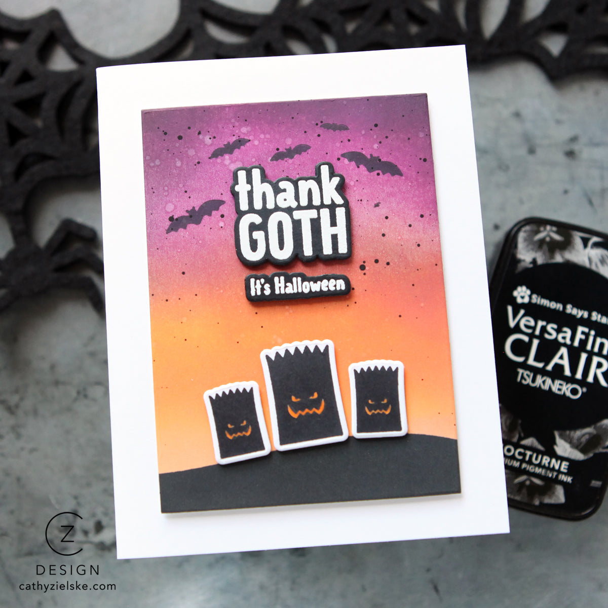 CZ Design I Want it All Stamptember 2026 Release set1362wa Halloween Card Sunset