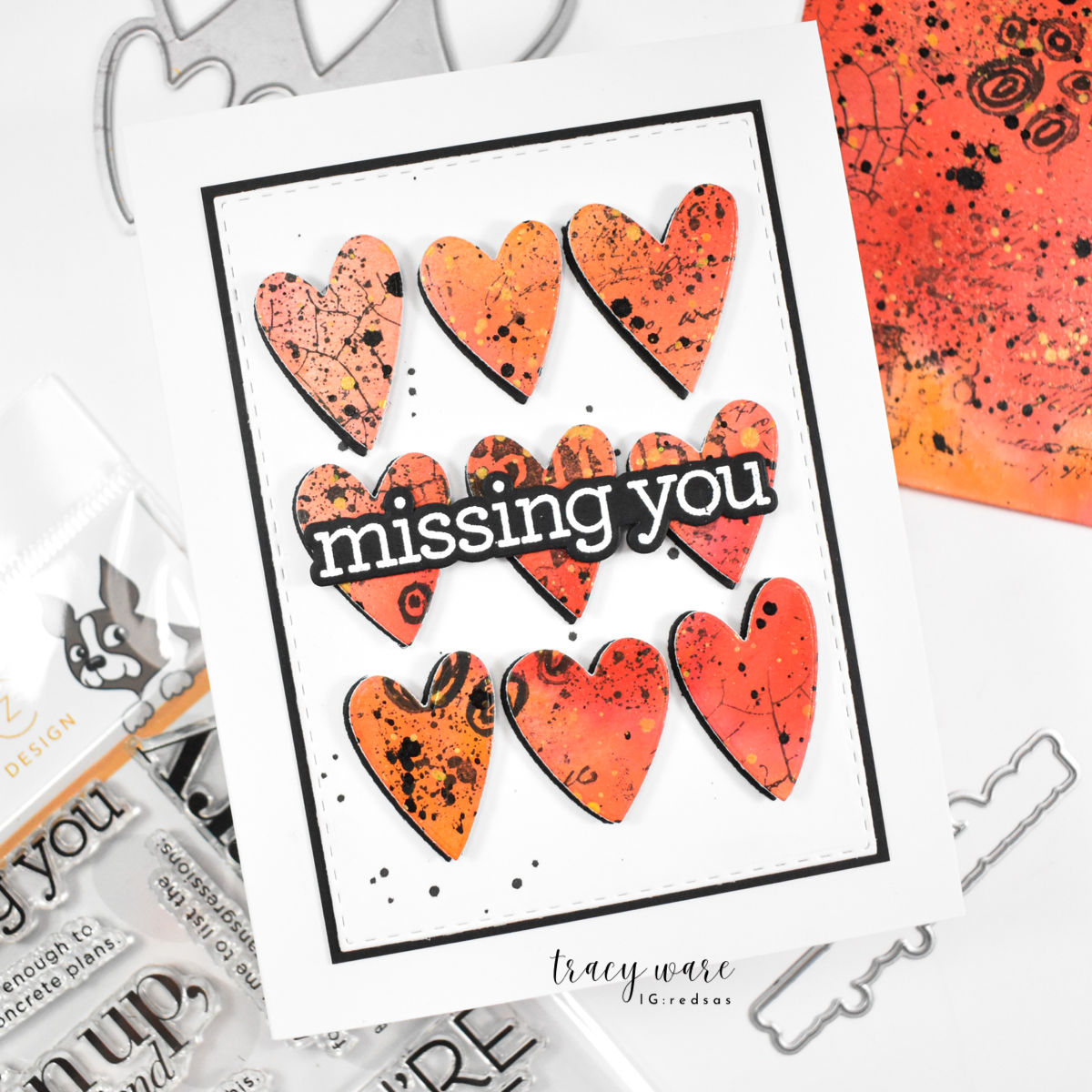 CZ Design I Want it All Stamptember 2026 Release set1362wa Miss You Card Orange Hearts