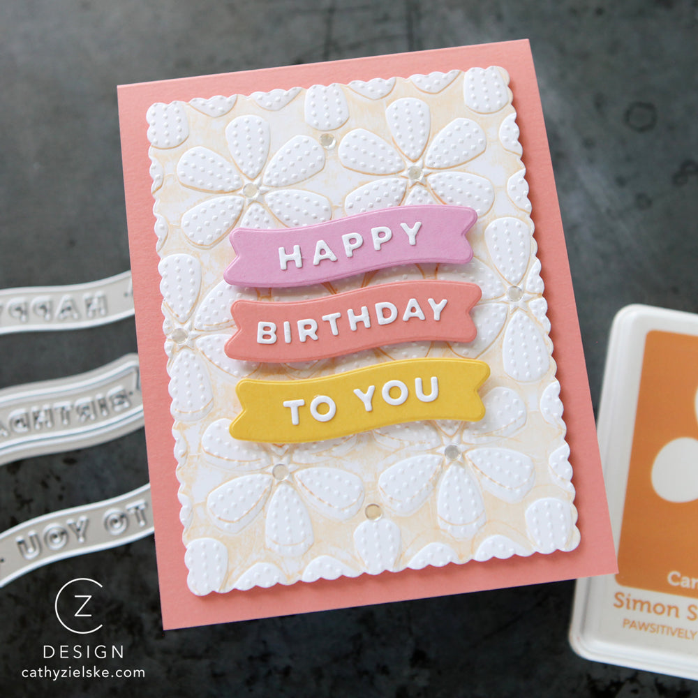 CZ Design Little Happy Birthday Banners Wafer Dies czd279 STAMPtember Groovy Birthday Card Cathy Zielske | color-code:ALT01
