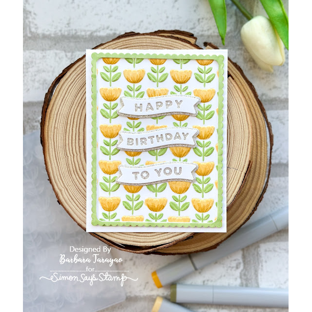 CZ Design Little Happy Birthday Banners Wafer Dies czd279 STAMPtember Yellow Flowers Birthday Card Barbara Tarayao | color-code:ALT03