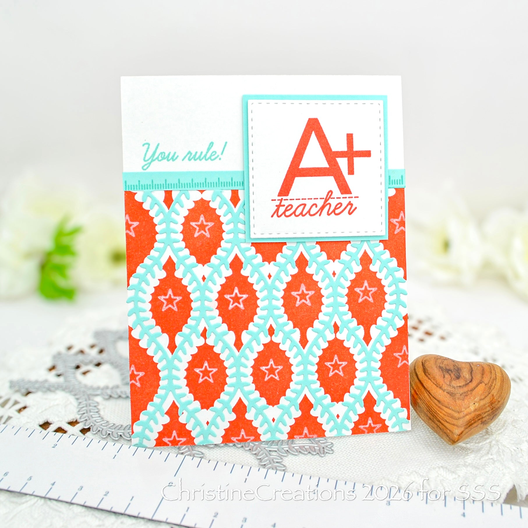 CZ Design Stamps and Dies Best Teacher Ever set1305bt Every Happiness Christine Okken A+ Card