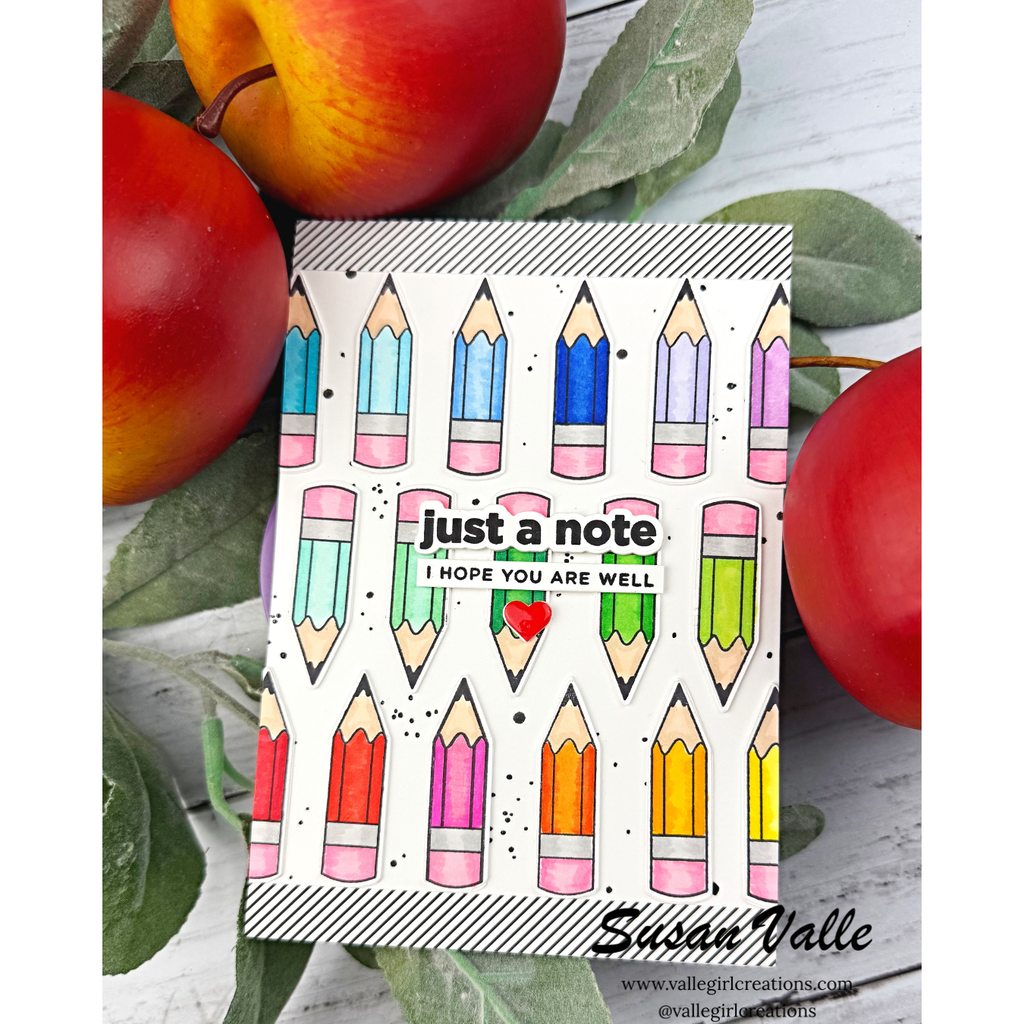 CZ Design Stamps and Dies Best Teacher Ever set1305bt Every Happiness Susan Valle Pencils Card