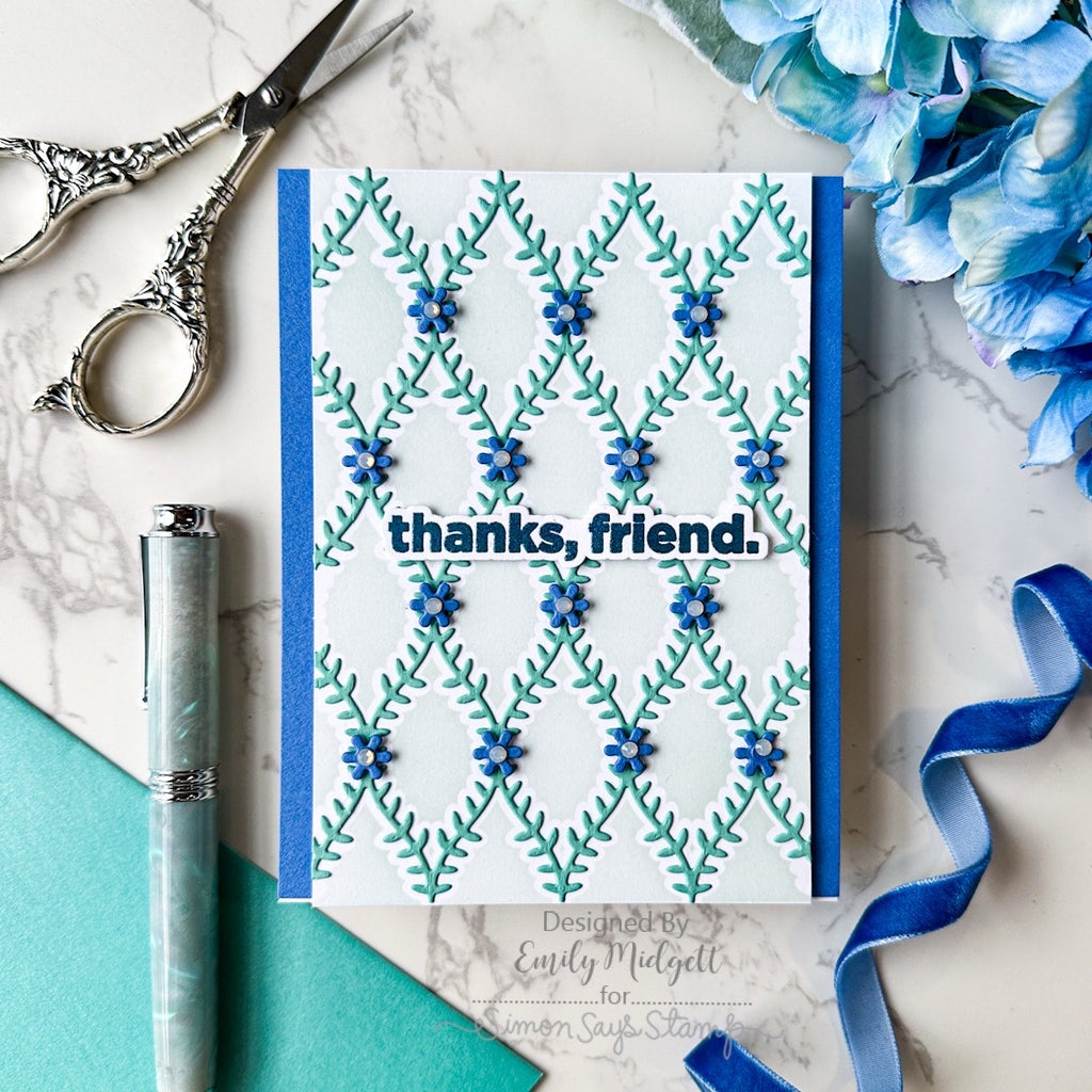 CZ Design Stamps and Dies Classic Friendship set1230cf Always There Blue Floral Friend Card Emily Midgett | color-code:ALT02
