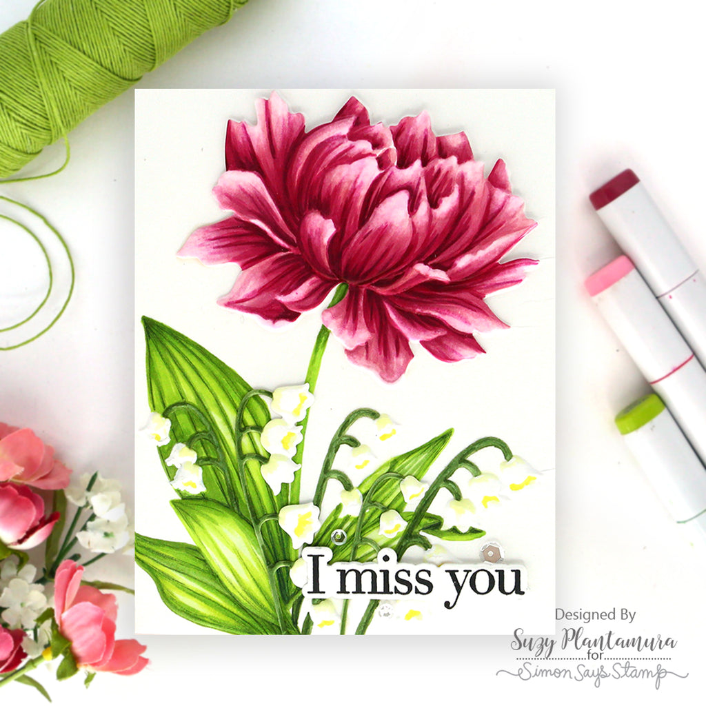 CZ Design Stamps and Dies Classic Friendship set1230cf Always There Pink Flower Miss You Card Suzy Plantamura