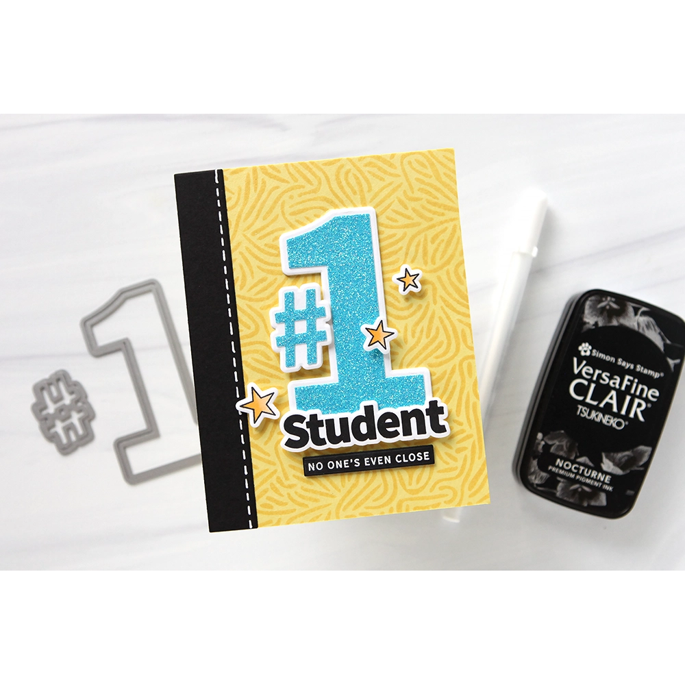 CZ Design Stamps and Dies Number 1 Words set1307no Every Happiness Casthy Zielske Star Student Card | color-code:ALT01