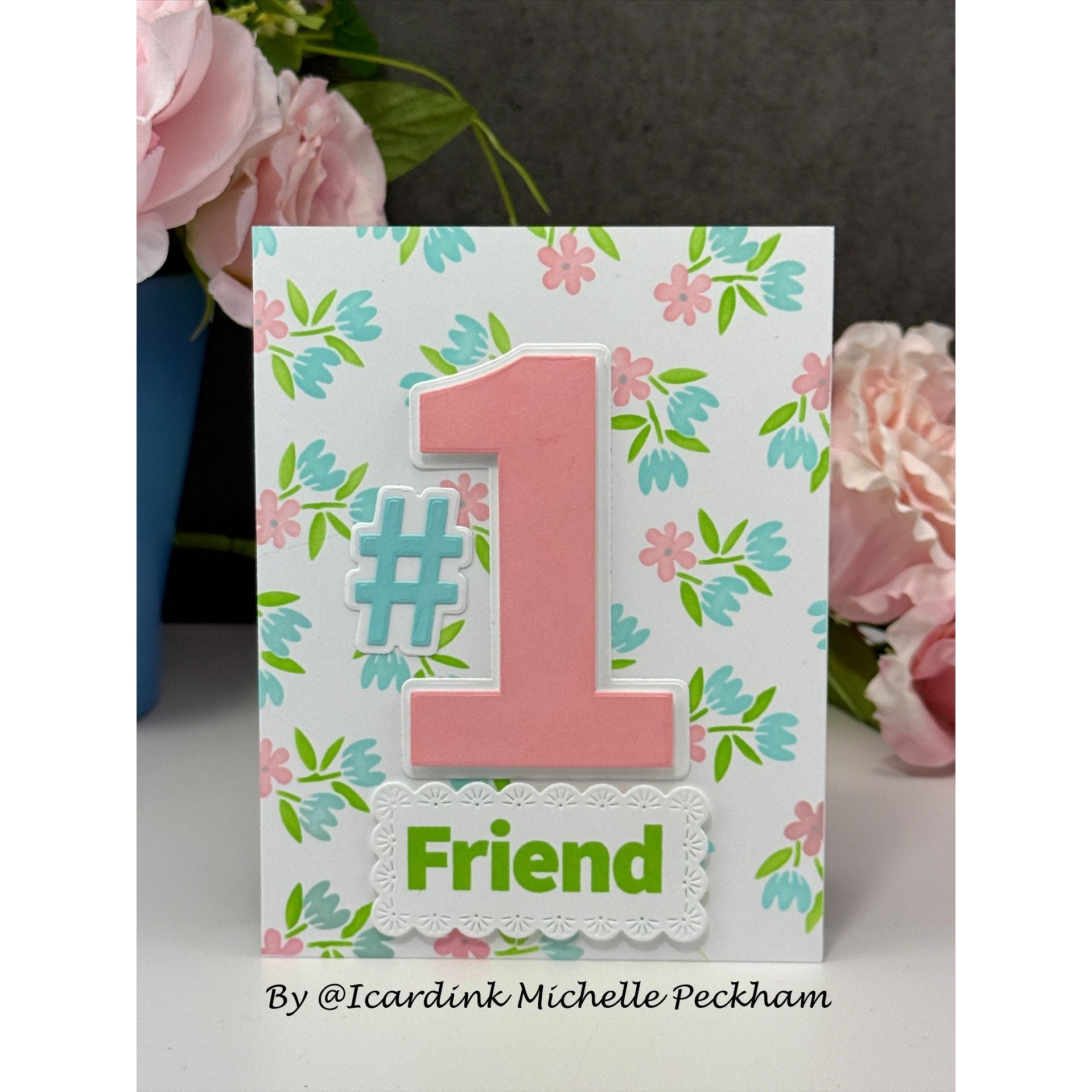 CZ Design Stamps and Dies Number 1 Words set1307no Every Happiness Michelle Peckham #1 Friend Card