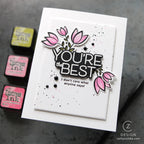 CZ Design Stamps and Dies Sketch Florals set1369sf Cathy Zielske Snarky Love Card
